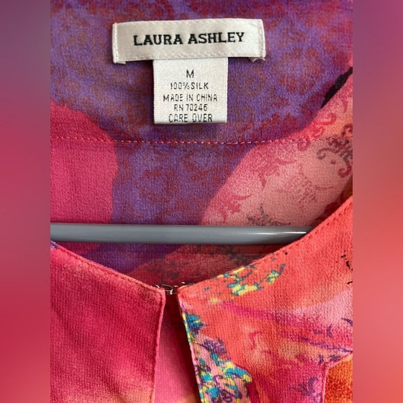 Laura Ashley 100% Silk Semi Transparent Pastel Color Jacket Floral Print - Picture 4 of 6